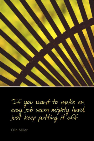 ... an easy job seem mighty hard, just keep putting it off. - Olin Miller