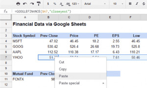 Copy Formulas in the Stock Quotes Google Sheets Template