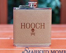... - Leather Flask Engraved for carrying your dirty old homemade liquor