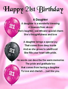 ... Magnet - Personalised - Daughter Poem - 21st Birthday + FREE GIFT BOX