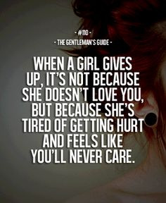 Treat her right and she won't give up on you...