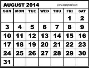 August Calendar All Blank...