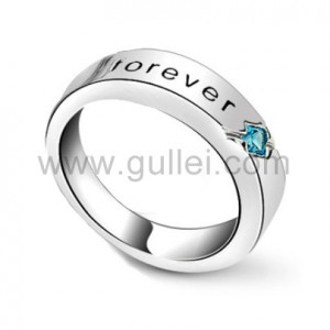 Cubic Zirconia Silver Promise Rings for Girlfriend Custom Engraved