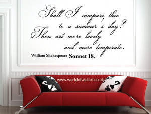 William Shakespeare Sonnet 18 Wall Sticker, large decal, big quote ...