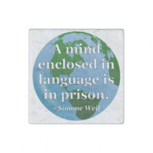 Mind enclosed in language Quote. Globe Stone Magnet