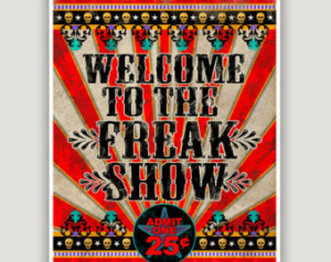 FREAK SHOW, typographic print inspired by vintage circus, carnival and ...