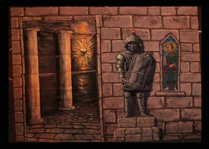 Medieval castle amp knight w lantern