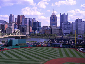 Pittsburgh PA: North Shore View from Third Base Seats at PNC Park