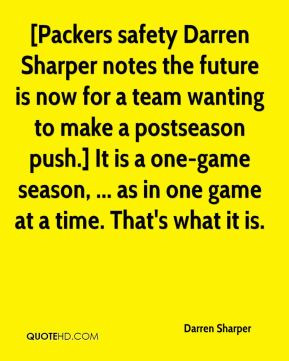 Darren Sharper - [Packers safety Darren Sharper notes the future is ...