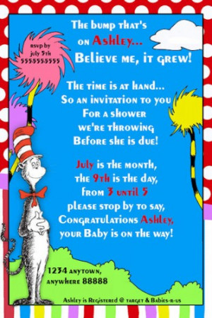DIY Dr. Seuss PRINTABLE Birthday Invitation -Lorax Cat In The Hat