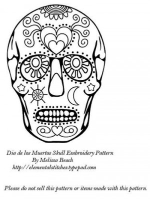 Dia De Los Muertos Sugar Skull Embroidery Pattern