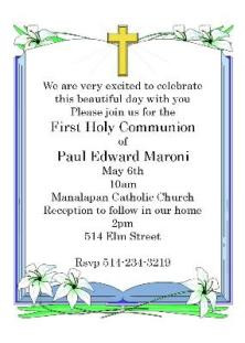 First Holy Communion Party Invitations