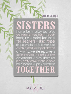 Sisters wall art, sisters nursery decor, twin sisters room decor, twin ...