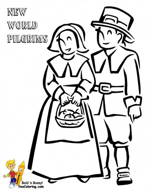 Free Coloring Page Of Thanksgiving New World Pilgrims