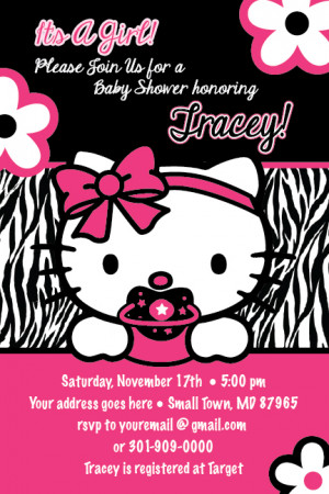 Details about HELLO KITTY Zebra Print Printable Baby Shower Party ...