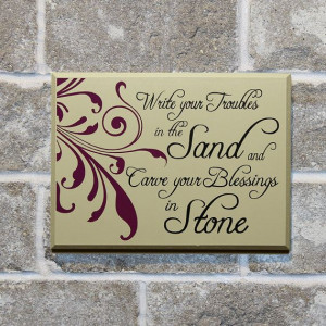 Write your troubles in the sand wood quote by DistinctlyInspired, $24 ...