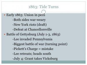 ... New York riots (draft) -Defeat at Chancellorsville Battle of