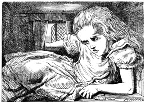 An illustration depicting the symptoms of micropsia from Lewis Carroll ...