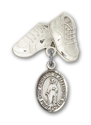 Pin Badge with St. Catherine of Alexandria Charm and Baby Boots Pin ...