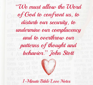 We must allow the Word of God to confront us, to disturb our security ...