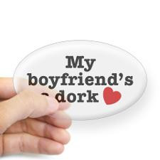 My Boyfriend's a Dork Oval Sticker for