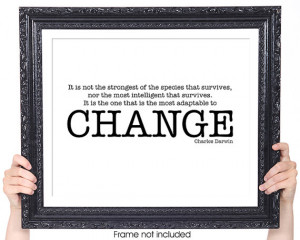 CHANGE, Charles Darwin Quote, Inspirational Quote, Featured in Black ...