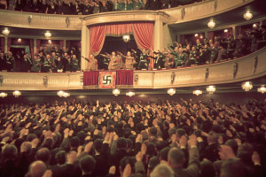 Adolf Hitler and Joseph Goebbels (in box) at Charlottenburg Theatre ...