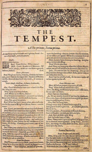 The first page of The Tempest, from the First Folio. 1623. Public ...