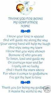 Details about THANK YOU FOR BEING MY GODFATHER/GODM OTHER GIFT POEM