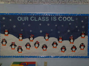 board during January and February. The children made the penguins ...