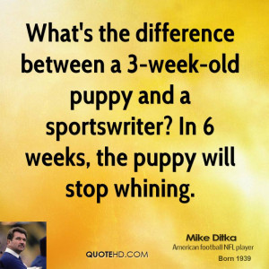 What's the difference between a 3-week-old puppy and a sportswriter ...
