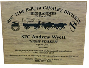 Solid Walnut Laser Engraved Plaque Military Retirement Gift Plaques