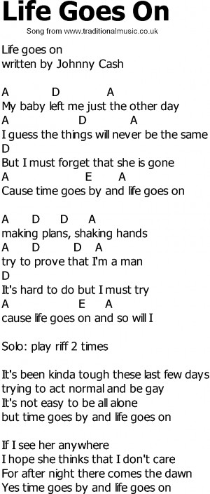 Old Country song lyrics with chords - Life Goes On