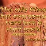 The only thing that overcomes Hard luck is Hard work. -Harry Golden