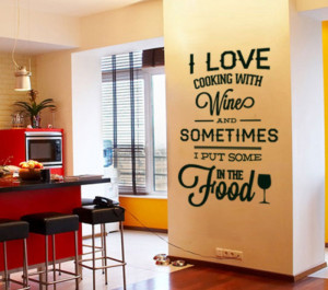 Cooking with Wine - Quote Sticker Home Decor for Housewares Vinyl Wall ...
