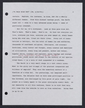An Early Draft of Carl Sagan's Famous 'Pale Blue Dot' Quote - Rebecca ...