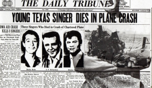 The Daily Tribune newspaper reports the deaths of Buddy Holly, J. P ...