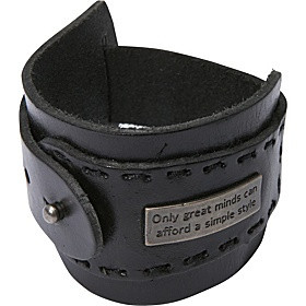 Wide Black Leather Cuff With Quote Black