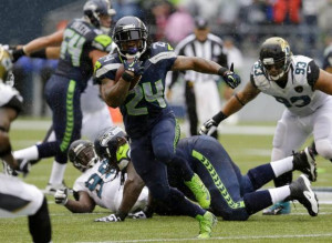 Seattle Seahawks' Marshawn Lynch rushes against the Jacksonville ...