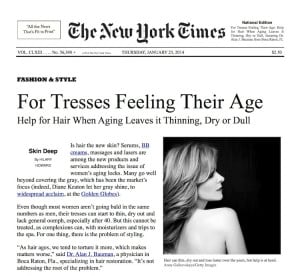 The New York Times newspaper article on “Aging Hair” quotes Dr ...