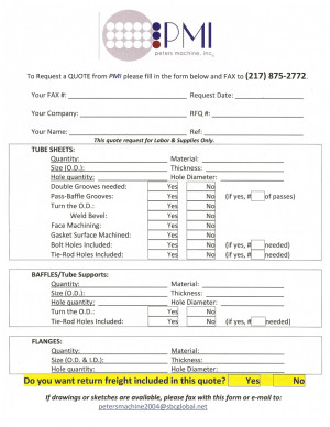 Quote Request for Tube Sheet and/or Baffle Machining and Drilling!