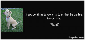 ... continue to work hard, let that be the fuel to your fire. - Pitbull