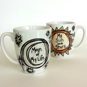 Khal and Khaleesi Love Mug Set Sun Moon Stars Ceramic Hand Painted ...