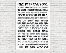 A3 Poster - Inspirational Quotes - “Here's to the crazy ones. The ...