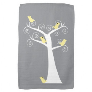Yellow Birds Tree Kitchen Towel