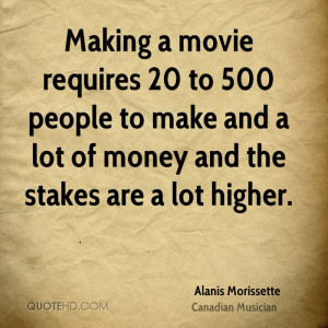 Making a movie requires 20 to 500 people to make and a lot of money ...