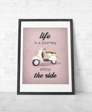 ... quote wall decor. Life is journey enjoy the ride. Dusky pink print. UK