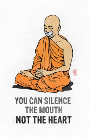 silence heart mouth meditation buddhist monk