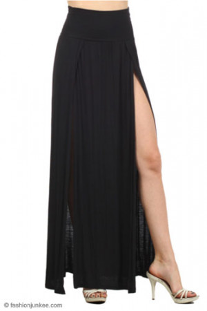 long black skirt with slit
