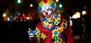 terrifying clown walks in a Halloween parade in New York City ...